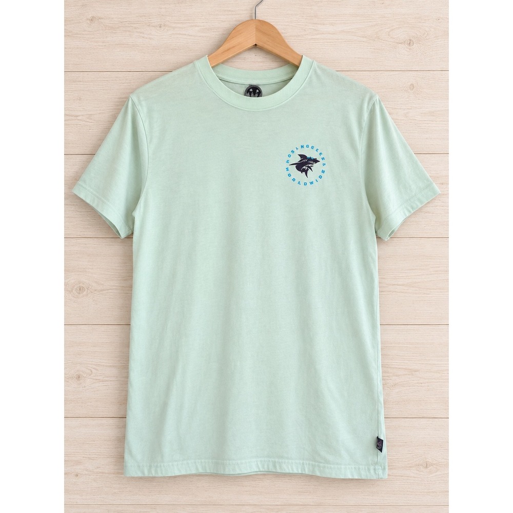 Maui and Sons Worldwide Shark Graphic T-Shirt Mint Green Mens Medium